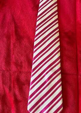 Giorgio Armani Handmade Silk Pink and White Striped Necktie